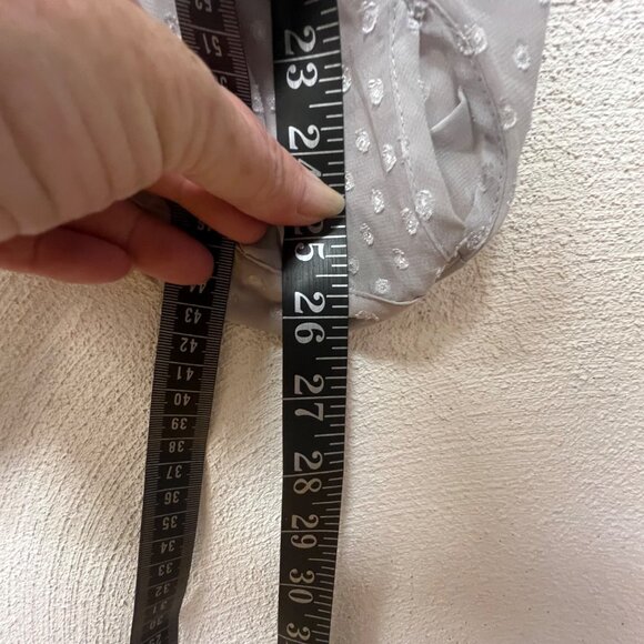 Daniel Rainn Womens Polkadot Gray Textured Sheer 3/4 Sleeve Blouse sz Large - Picture 10 of 12